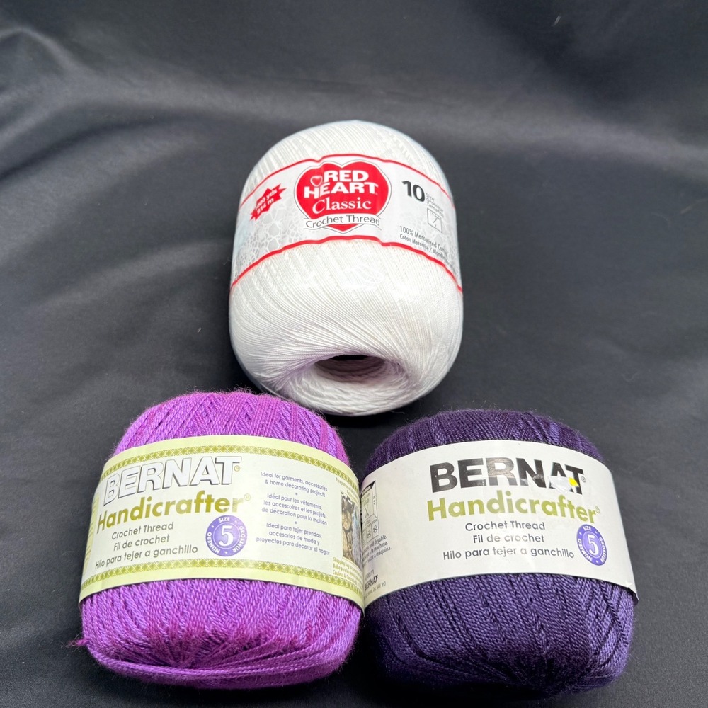 Red Heart Classic Size 10 Bernat Handicrafter Size 5 Crochet Thread Bundle